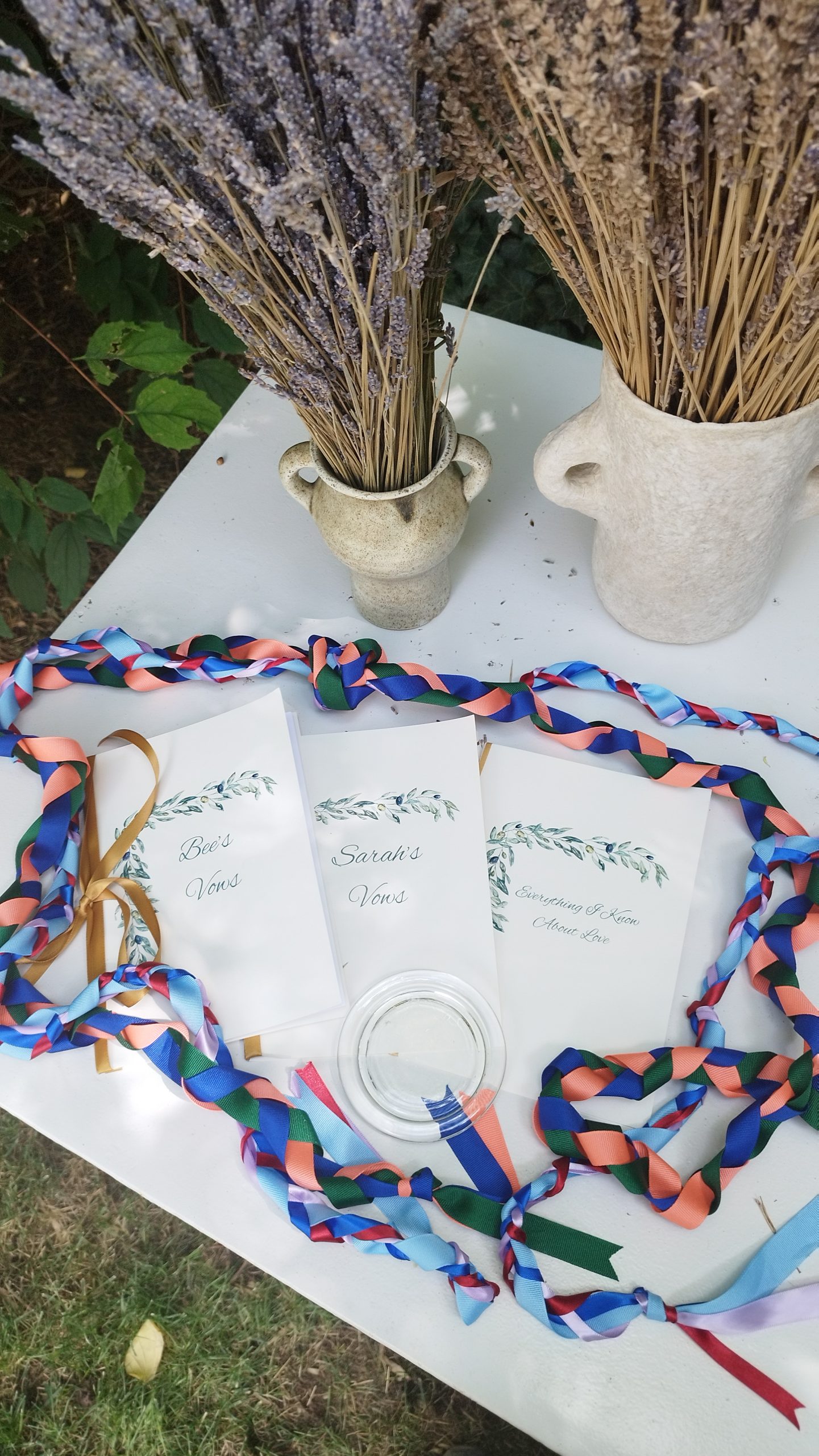 Ribbons and vows for a personal wedding ceremony in France